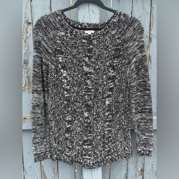 Sonoma Cable Knit Sweater Women’s XS X-Small Black and White Crew Style - Picture 7 of 9